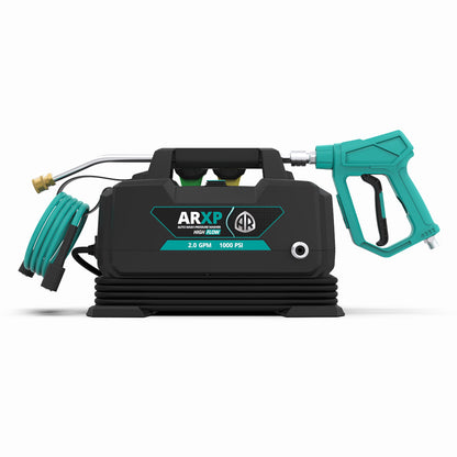 ARXP pressure washer with hose and nozzle on a white background, front view