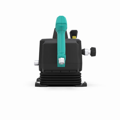 ARXP pressure washer with hose and nozzle on a white background, Side Left