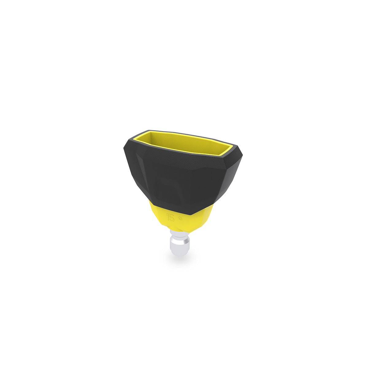Anti Scuff molded, yellow 15 deg QC connection nozzle on white background. hero View